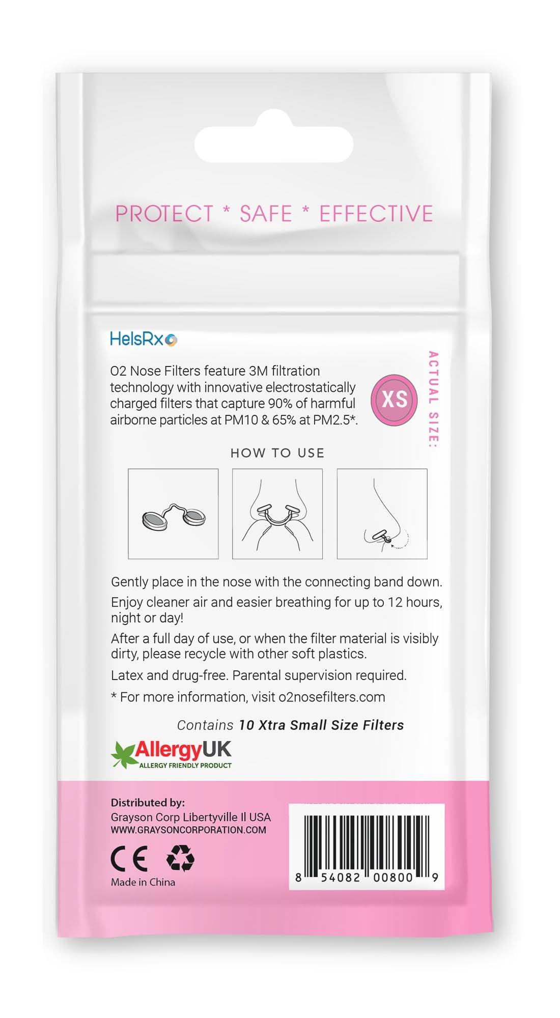 Protego O2 O2 Nose Filters with 3M Filtration - Allergy Nose Filter - Nasal Dilators for Sleeping - Nose Filters for Dust - Anti Snoring Devices - Dust Mask (Size X-Small, Pack of 10)