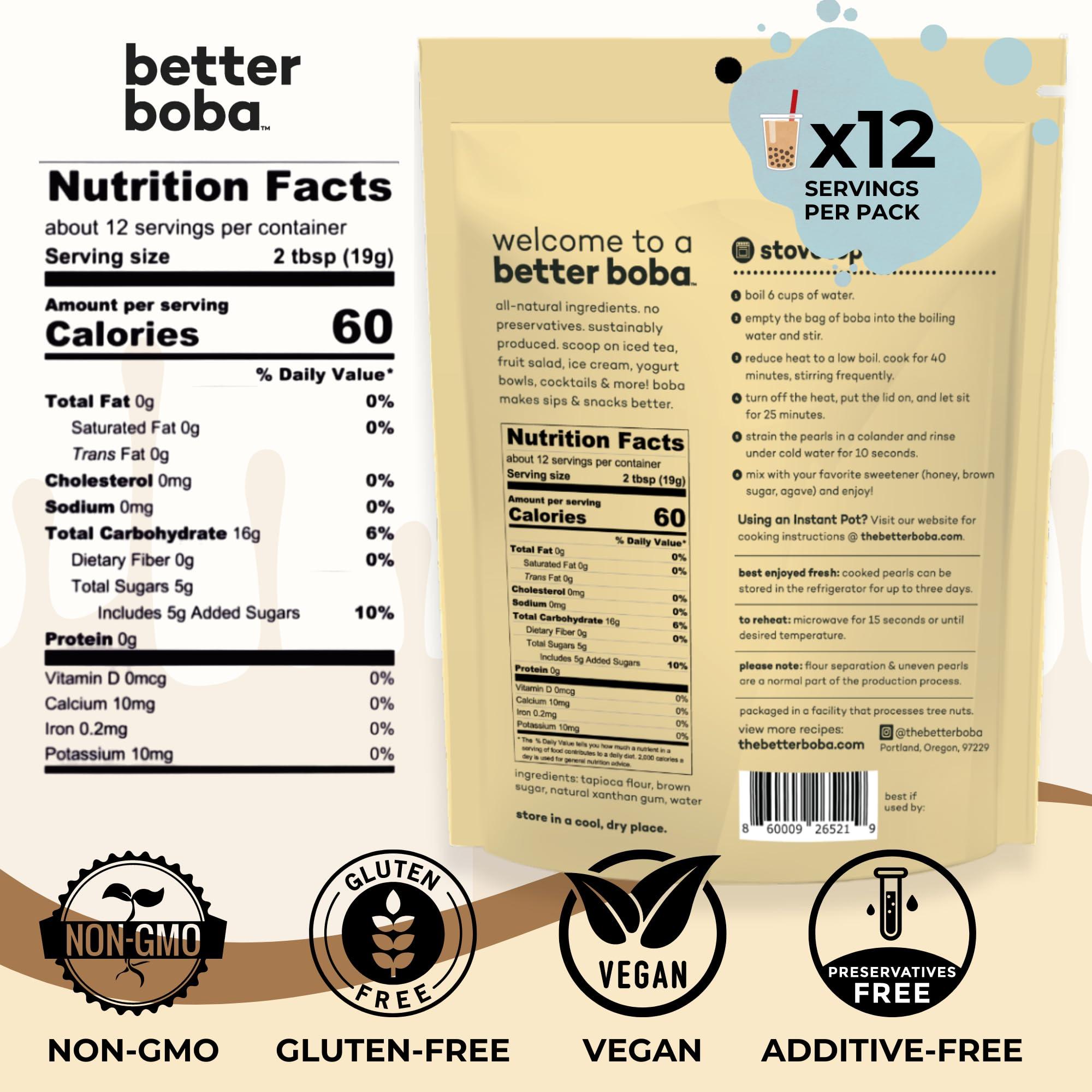 Better Boba Better Boba Tea Kit | DIY Home Bubble Tea Set - Brown Sugar Boba Pearls, Reusable Boba Straw, Tumbler, 3 Black Tea| Vegan Gluten-Free Tapioca Pearls