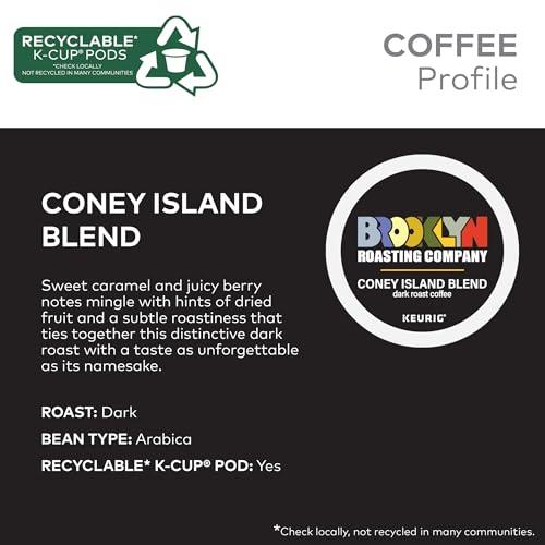 Brooklyn Roasting Company Brooklyn Roasting Company Coney Island Blend, Single Serve Keurig K-Cup Pods, Dark Roast Coffee, 10-Count Box