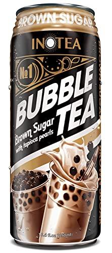 INOTEA (Pack of 12) INOTEA Bubble Tea Brown Sugar Flavor. Ready to Drink in a Can (16.6oz/can). Black Milk Tea with Boba. (Brown Sugar)