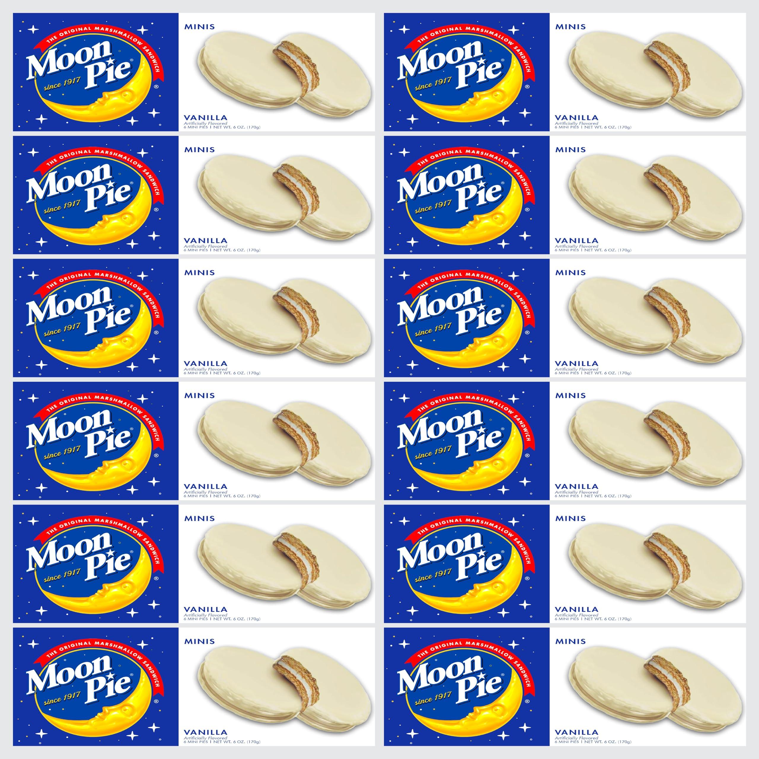 Moon Pies Mini Moon Pies Bulk 72 Individually Wrapped Moon Pie 12 Boxes 6 Each Box (Vanilla)