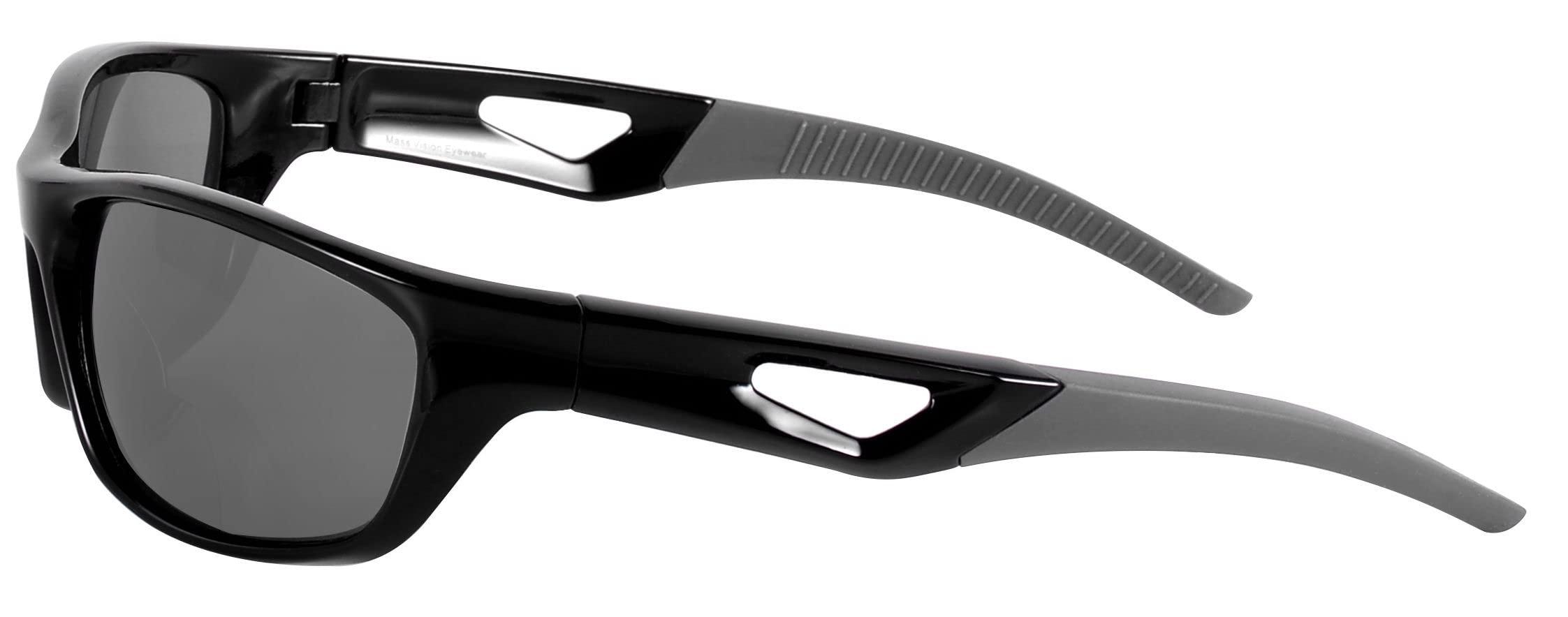 Mass Vision Mass Vision \'The Competitor\' 2 Pair of Lightweight Precision Sport Wrap Bifocal Sunglasses Featuring High Definition Lenses (Black/High Definition Amber, 2.5, x)