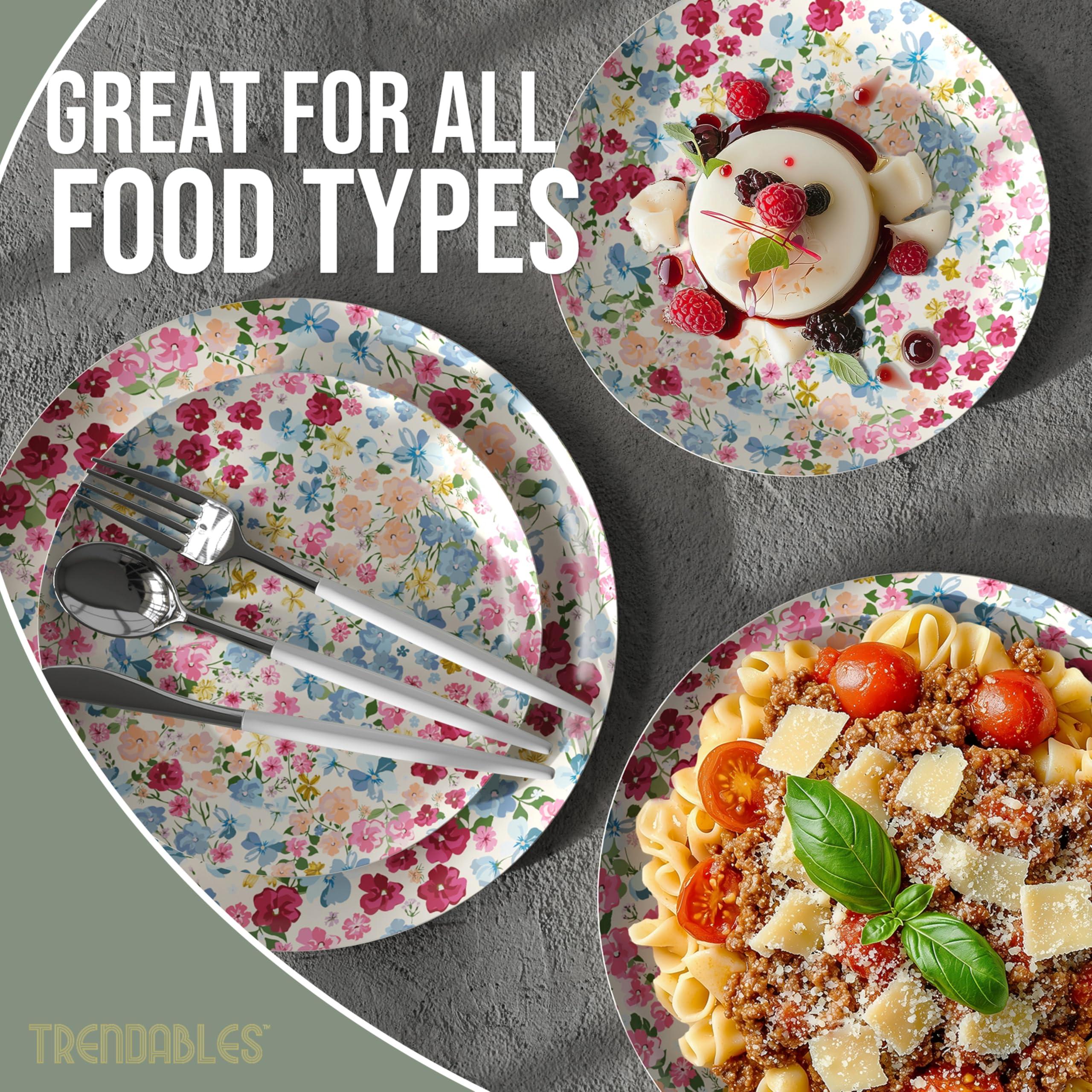 Trendables Trendables Floral Paper Plates 40 Pcs Fancy Disposable Plates for Party Set - 20 Guests 20 X 8 Small Paper Plates Dessert Plates & 20 X Large Paper Plates 10 Inch Paper Plates Bulk | Meadow