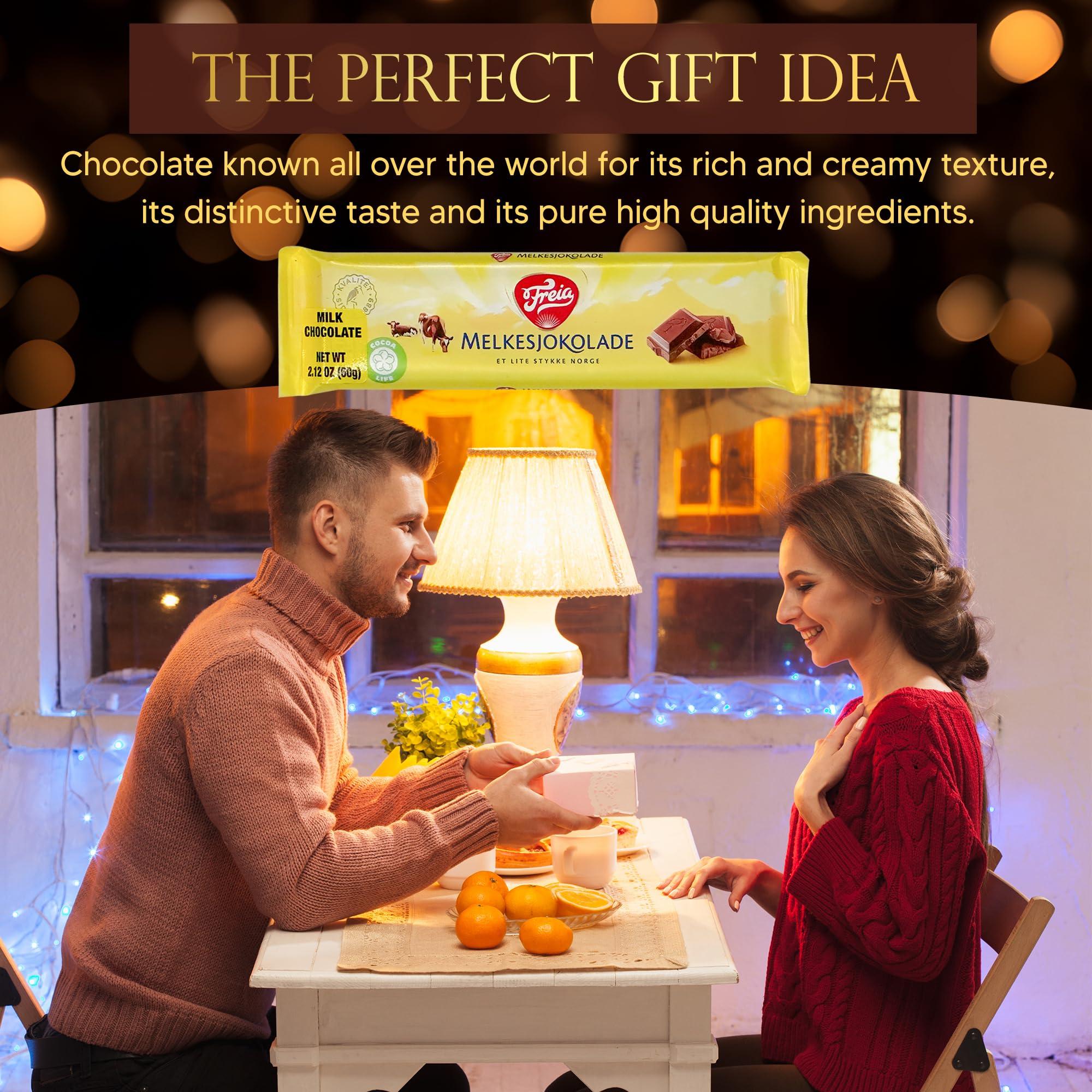 FREIA Freia Norwegian Milk Chocolate Bars, 12-Pack, 60g, Individually Wrapped, Rich, Decadent, Smooth Melt-in-Your-Mouth