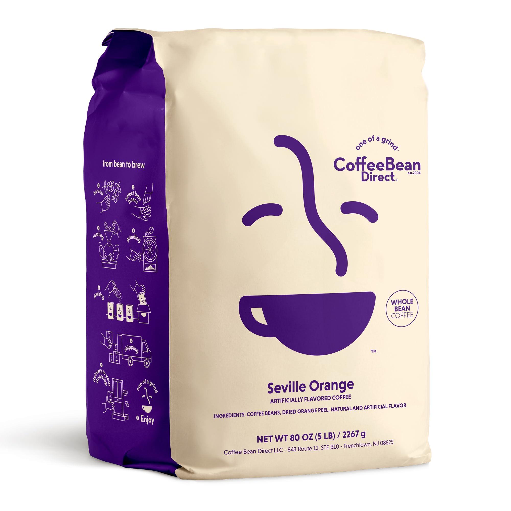Coffee Bean Direct Coffee Bean Direct Seville Orange Flavored, Whole Bean Coffee, 5-Pound Bag