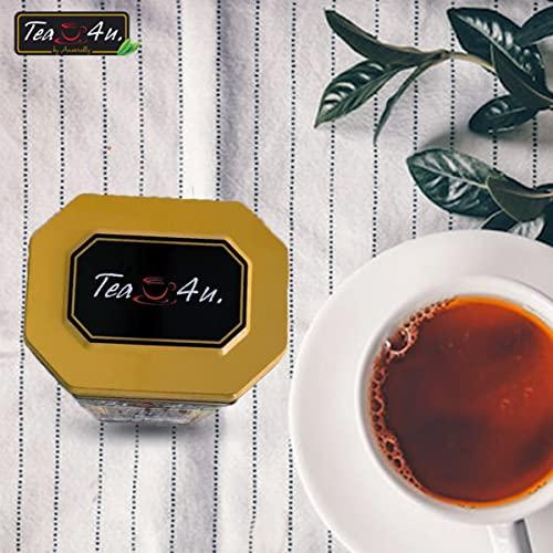 TEA 4U. BY ANVERALLY Tea4U FBOP Tips Loose Black Ceylon Tea, Fresh Handpicked Leaves with Metal Canister