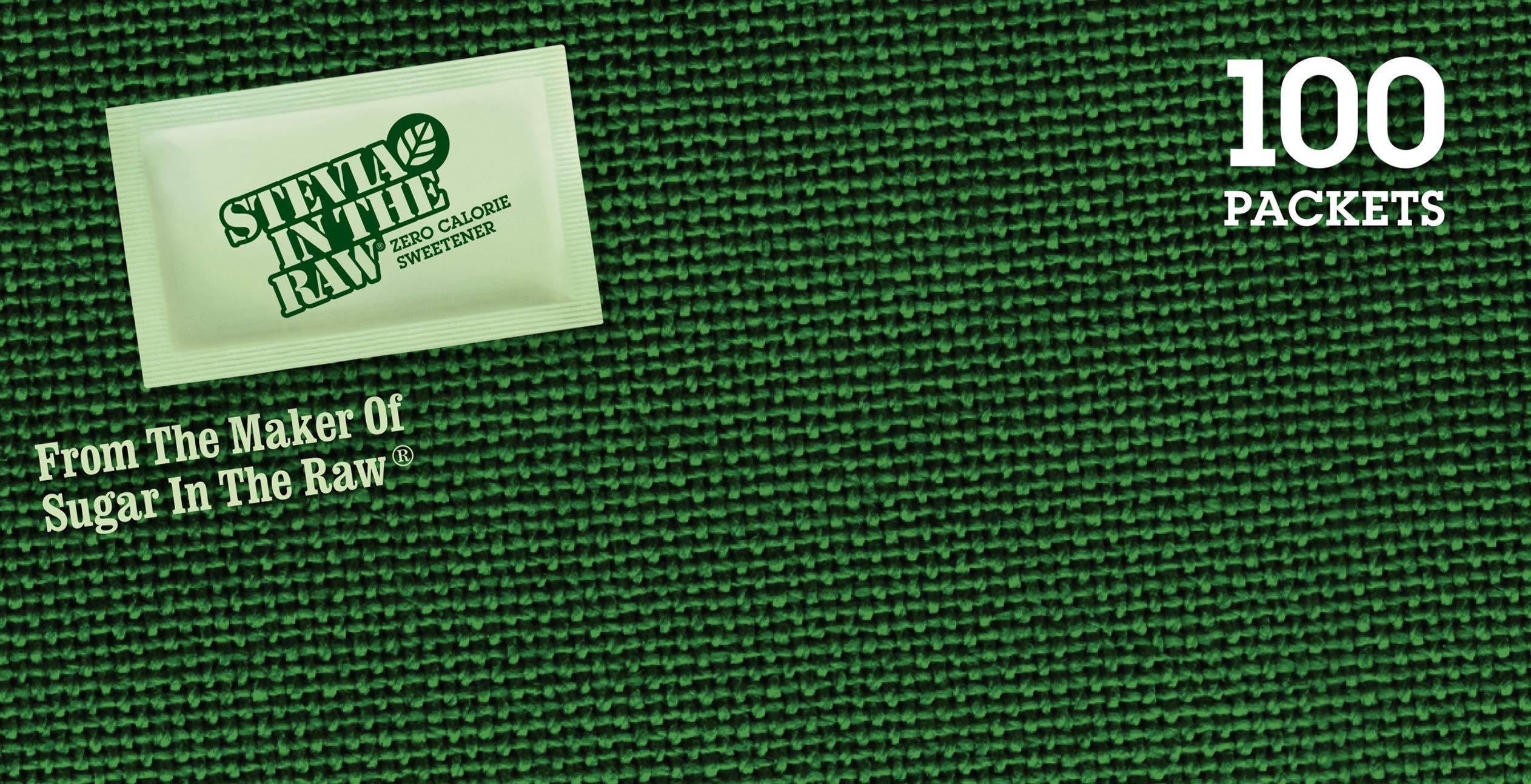 In The Raw Stevia In The Raw, Plant Based Zero Calorie, No Erythritol, Sugar Substitute, Sugar-Free Sweetener for Coffee, Hot & Cold Drinks, Suitable For Diabetics, Vegan, Gluten-Free, 100Count Packets (1 Pack)