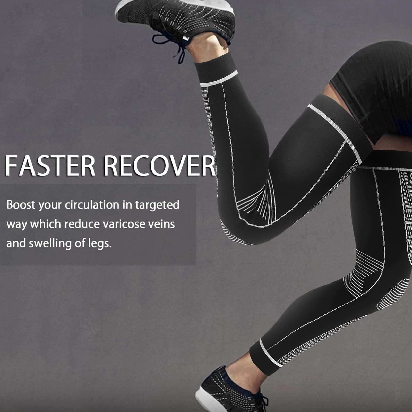 SKDK Full Leg Sleeves Long Compression Leg Sleeve Knee Sleeves Protect Leg, for Man Women Basketball, Arthritis Cycling Sport Football, Reduce Varicose Veins and Swelling of Legs