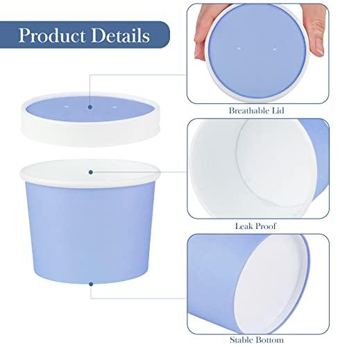 Ruisita Ruisita 50 Pack Ice Cream Containers with Lids 8 Ounces Disposable Soup Bowls with Lids Paper Ice Cream Sundae Cups Treat Cups with Lids Protect Frozen Desserts like Yoghurt, Assorted Colors