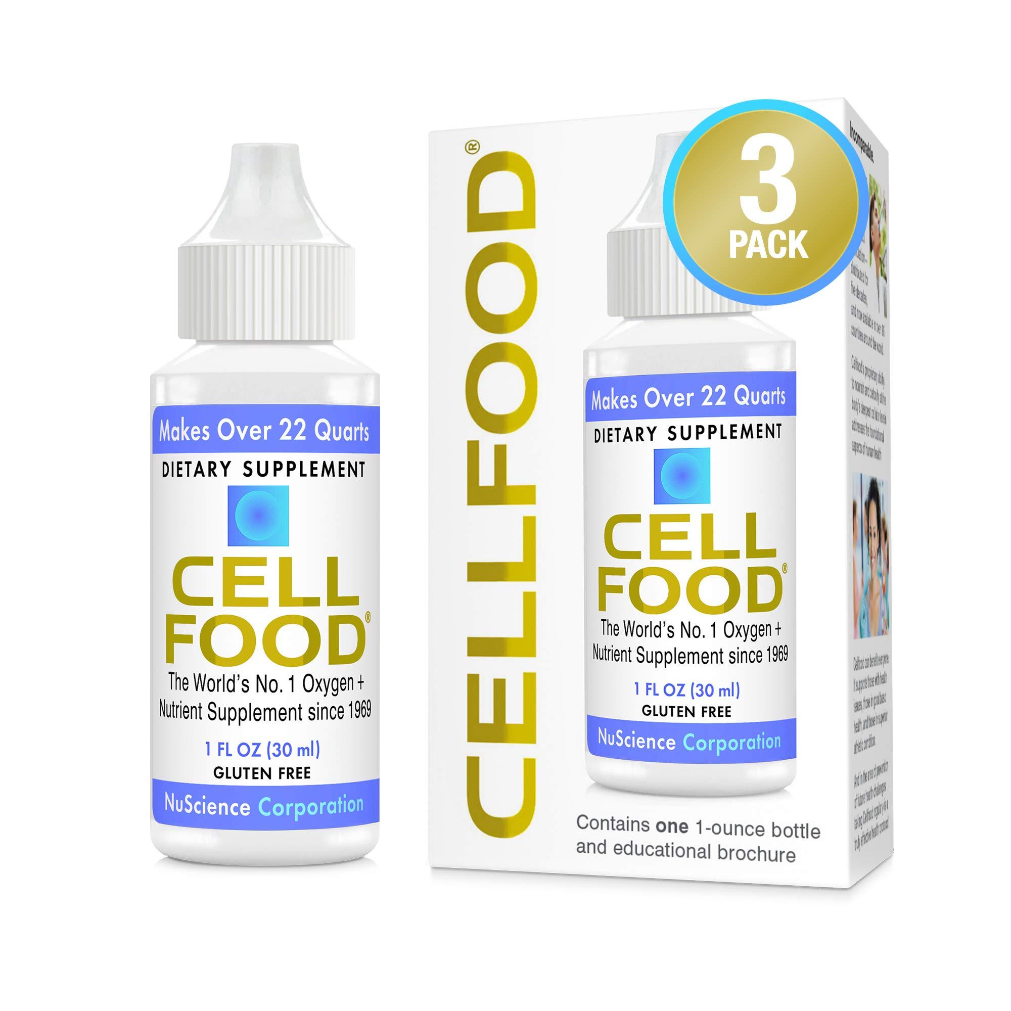 Cellfood Cellfood Oxygen Boost - 1 fl oz, 3 Pack - Liquid Oxygen Supplement for Lymphatic Drainage, Altitude Sickness, Jet Lag, Fatigue, Headaches, Hangovers & Energy - Gluten Free, Cert. Kosher