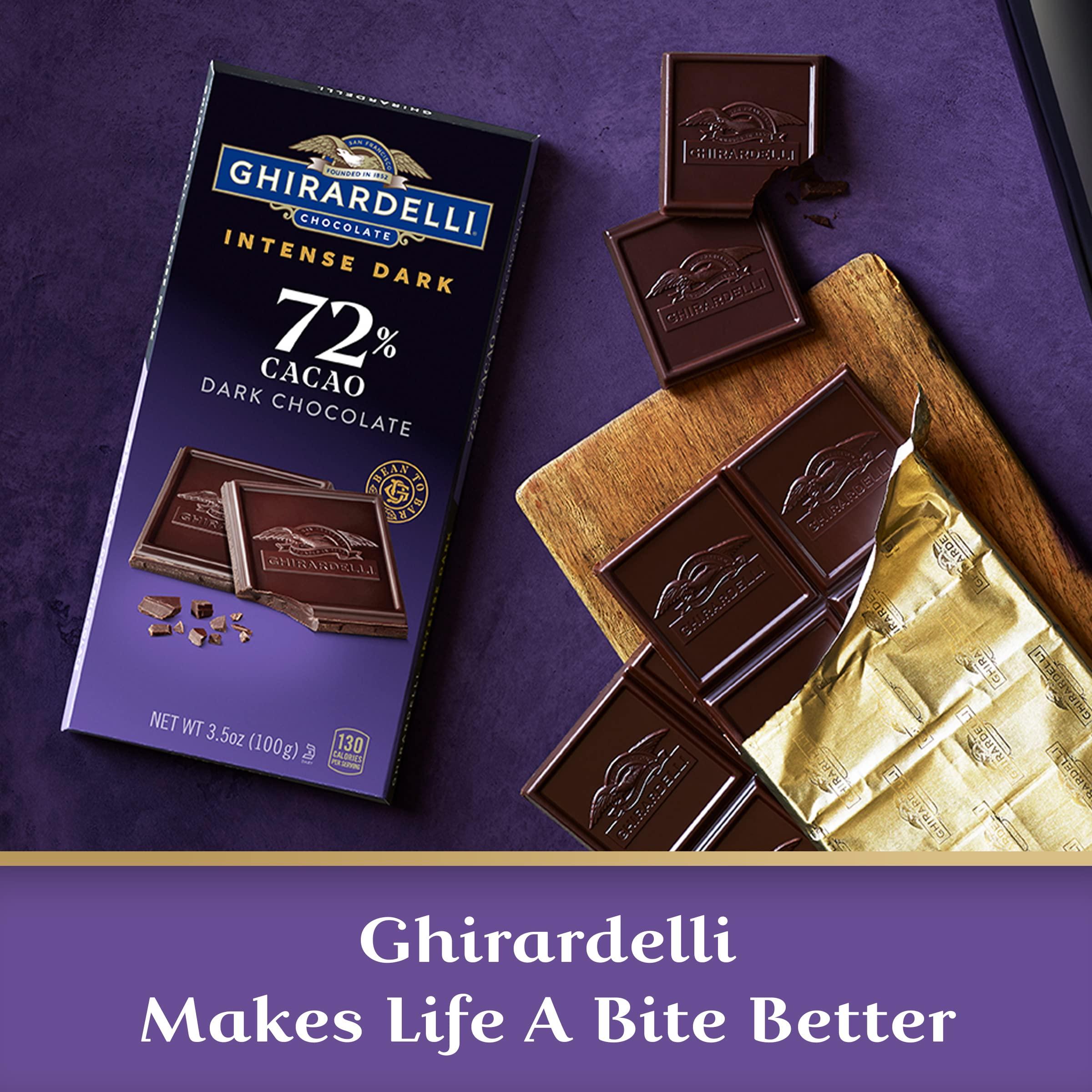 Ghirardelli Chocolate Company GHIRARDELLI Intense Dark Chocolate Bar, 72% Cacao, 3.5 Oz Bar (Pack of 12)