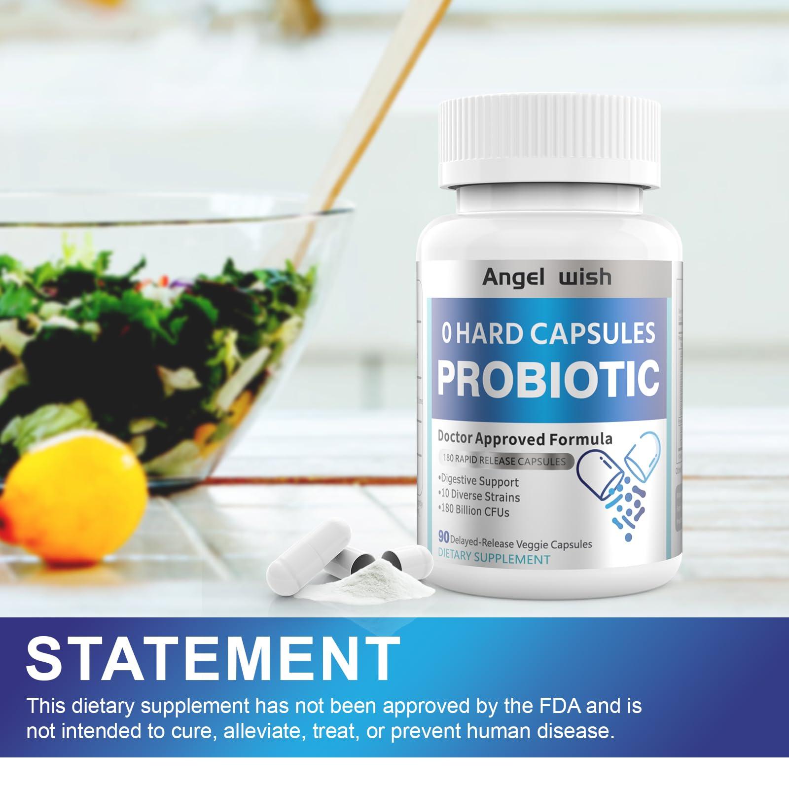 angel wish Prebiotics-Probiotics Nutritional-Supplements Women-Men 90Count - 180 Billion CFUs Probiotic Capsules Daily Probiotic Supplement for Digestive & Immune Health Support