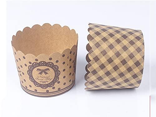 AKOAK AKOAK 50 Pcs Baking Muffin Paper Baking Bups, Brown Kraft Paper Cupcakes, Greaseproof Paper Baking Cups, Suitable for Birthday Parties, Weddings, Graduation Parties, Cupcake Packaging (Square)