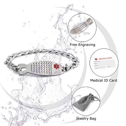BAIYI HOPE BAIYI HOPE Personalized Medical Alert ID Bracelets Custom Engraved Stainless Steel Medical Emergency Bracelet for Girls, 6 inch