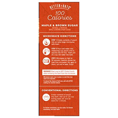 Malt-O-Meal Better Oats 100 Calorie Maple and Brown Sugar Oatmeal Packets, 100 Calorie Oatmeal Pouches, 90 Second Instant Oatmeal with Flax Seeds and Rolled Oats, Pack of 10, 9.8 OZ Pack