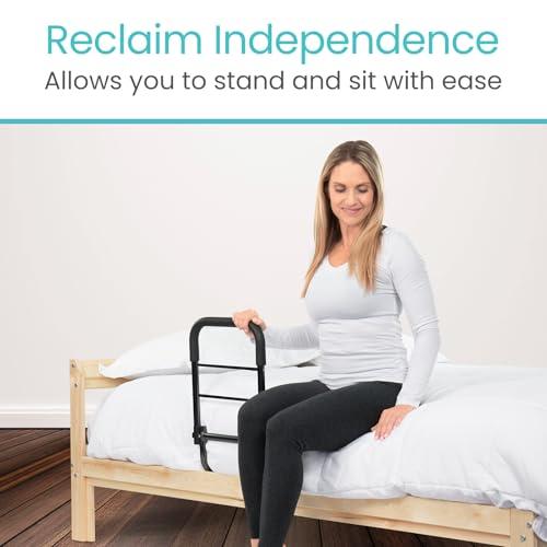 Vive Vive Bed Assist Rail for Elderly Adults Safety - Height Adjustable Bed Cane with Handrails for Bedroom - Compact Bedside Hand Railing for Home & Hospital - Fits Queen, King, Twin, Full Mattress
