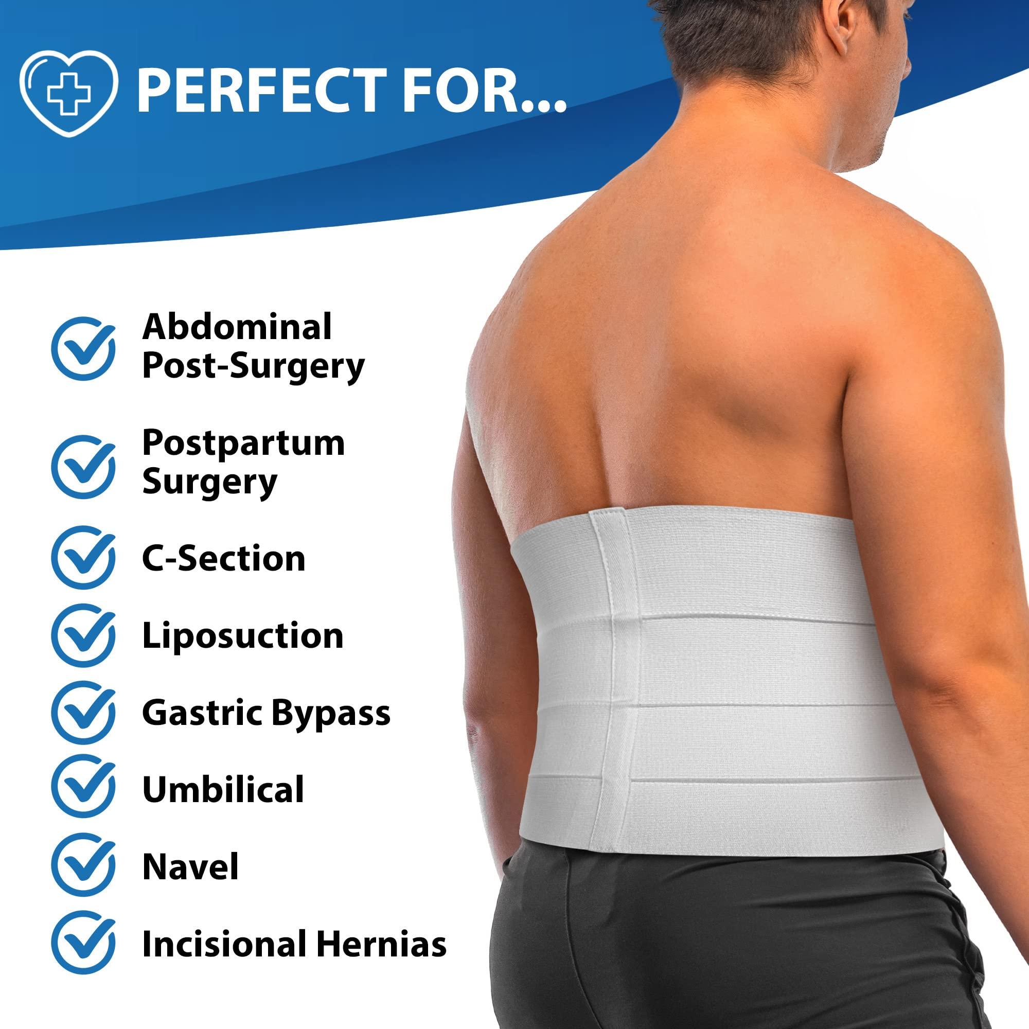 ORTONYX ORTONYX 12\" Wide Abdominal Binder for Men and Women/Postpartum Postoperative Postsurgery Belly Compression Wrap / 524012 White XL Plus Size
