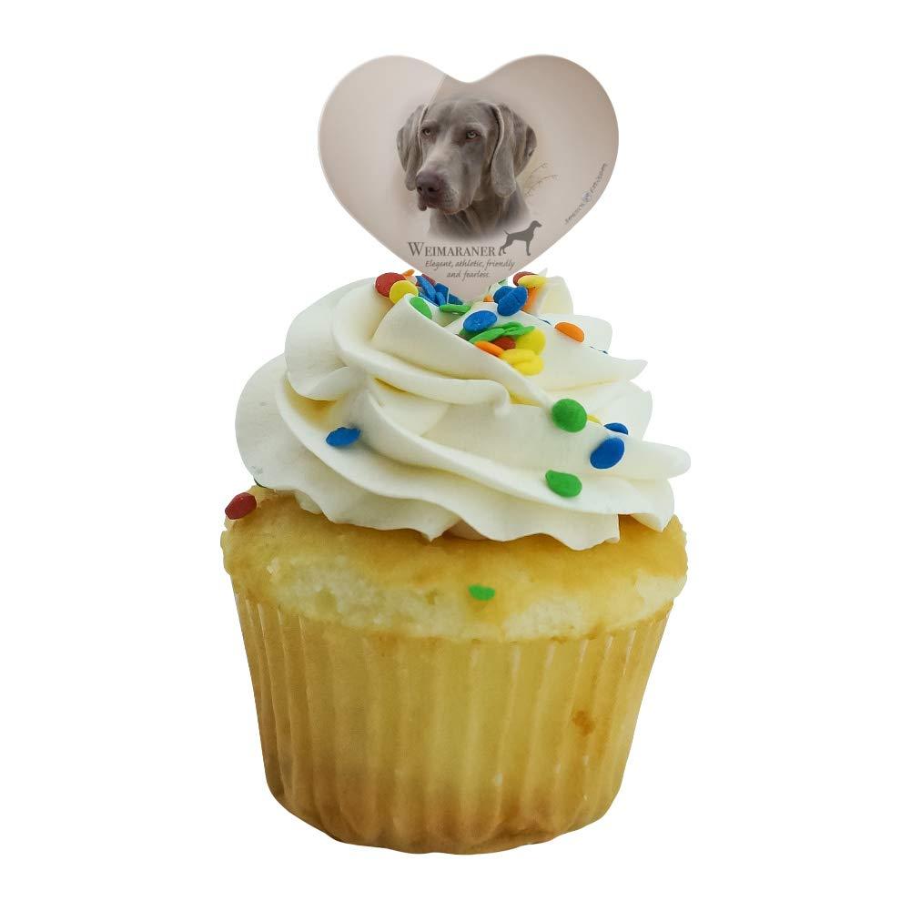 GRAPHICS & MORE Weimaraner Dog Breed Heart Love Cupcake Picks Toppers Decoration Set of 6