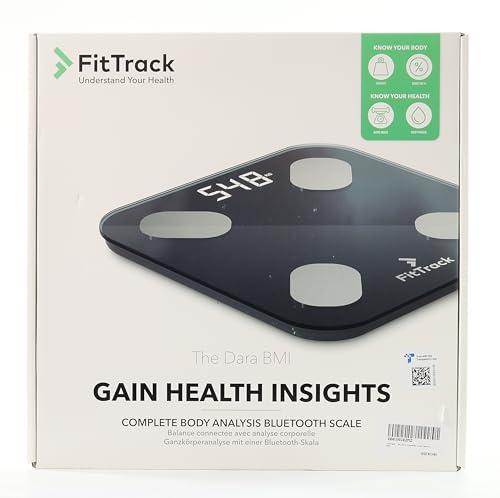 FitTrack FitTrack Dara Smart BMI Digital Scale - Measure Weight and Body Fat - Most Accurate Bluetooth Glass Bathroom Scale (Black)