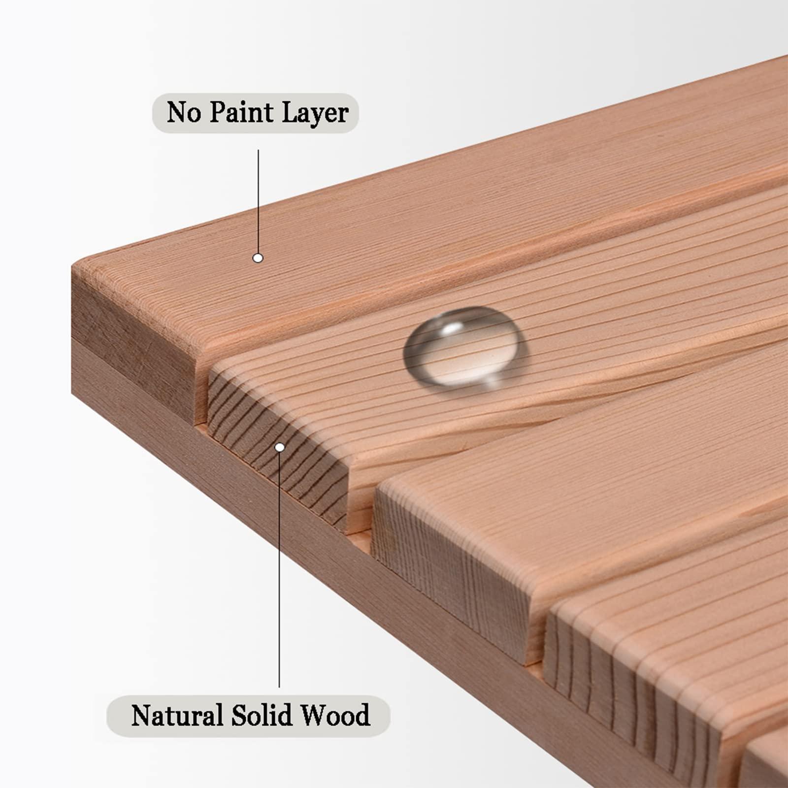 SUNMME Bamboo Wood Bath Mat, Sturdy Shower Mat,Wooden Bamboo Bath Shower Mat,Non-Slip Waterproof Large Bathroom Floor Mat for Indoor Outdoor,Easy Storage,Outdoor Shower Mat,60x70cm/24x28in