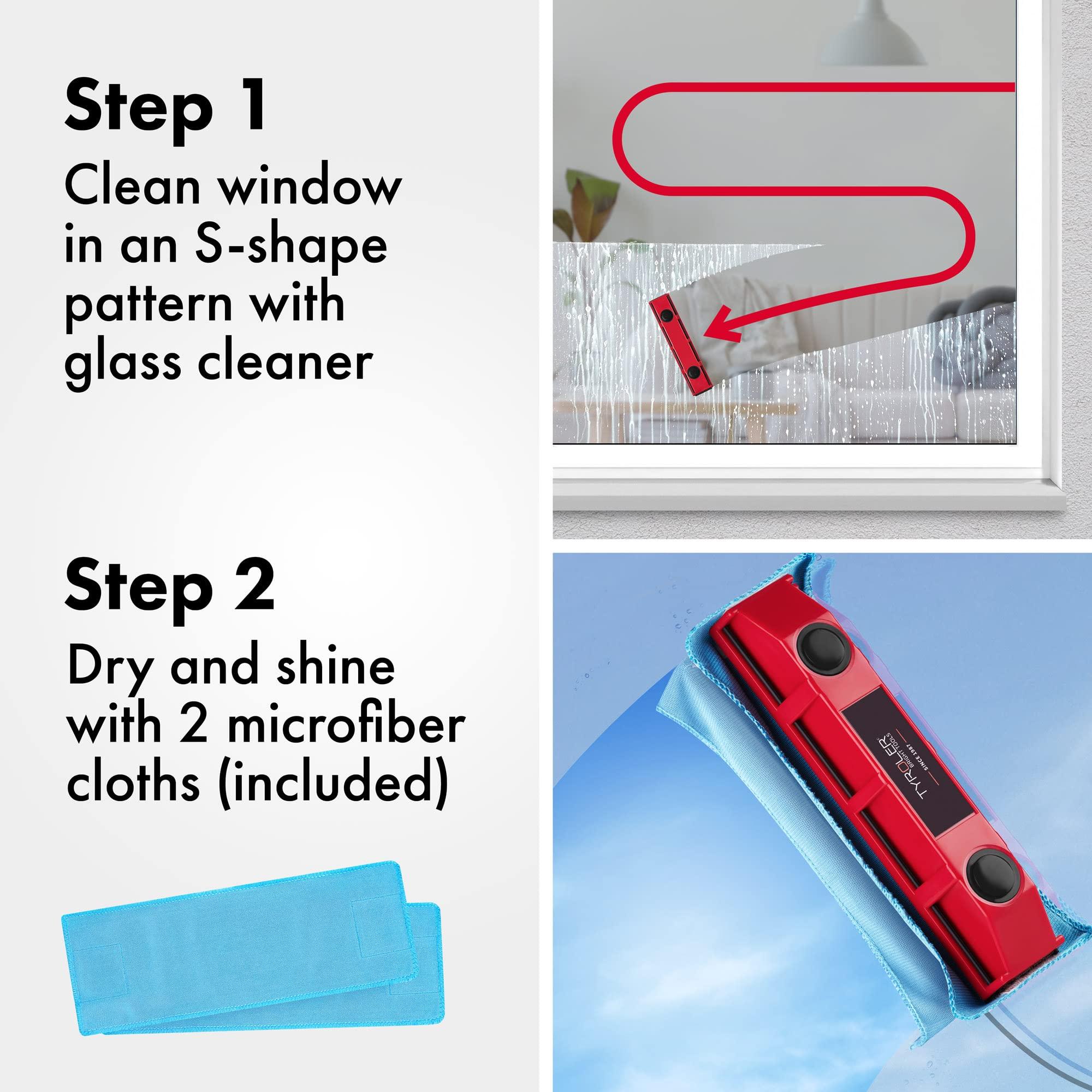 Tyroler Bright Tools Tyroler Magnetic Window Cleaner | for Single-Glazed Windows 0.1\"-0.3\" ONLY | The Glider S-1 Glass Cleaner | 3M Anti-Fall Rope | Double-Sided Cleaning