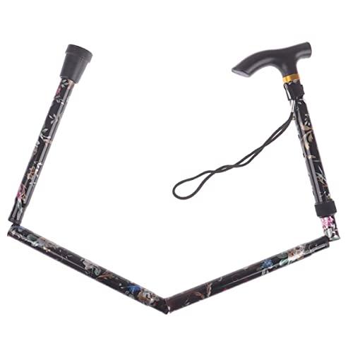 LXT-KL Walking Cane Telescopic Adjustable Folding Stick Hiking Poles Daily Living Aid Balancing Mobility Aid for Elderly, Seniors & Handicap (Color : Black)