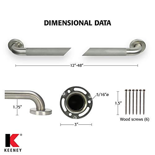 Plumb Pak Keeney PP19340SG Stainless Steel Grab Bar 1.25 In. Dia. x 12 In. Exposed Screw, Sure Grip