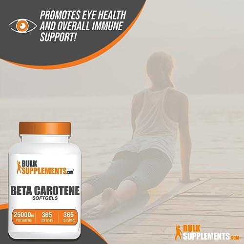 BulkSupplements BulkSupplements.com Beta Carotene 25000 IU Softgels - Vitamin A Supplement, Beta Carotene Supplements - for Eye Support, Gluten Free, 1 Softgel per Serving, 365 Count (Pack of 1)