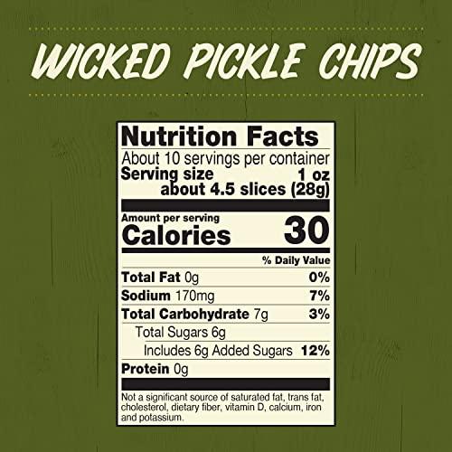 Wickles Wickles Pickles Wicked Pickle Chips (6 Pack) - Sweet & Spicy Garlic Pickle Slices - Hot Pickle Chips - Slightly Sweet, Definitely Spicy, Wickedly Delicious (16 oz Each)