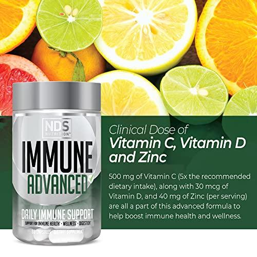 FitLife Brands NDS Nutrition Advanced Immune Booster – Comprehensive Immune Support Supplement for Adults with Elderberry, Vitamin C, Vitamin D, Zinc and 5 Billion CFU Probiotic - Herbal Immune Defense (90 Capsules)