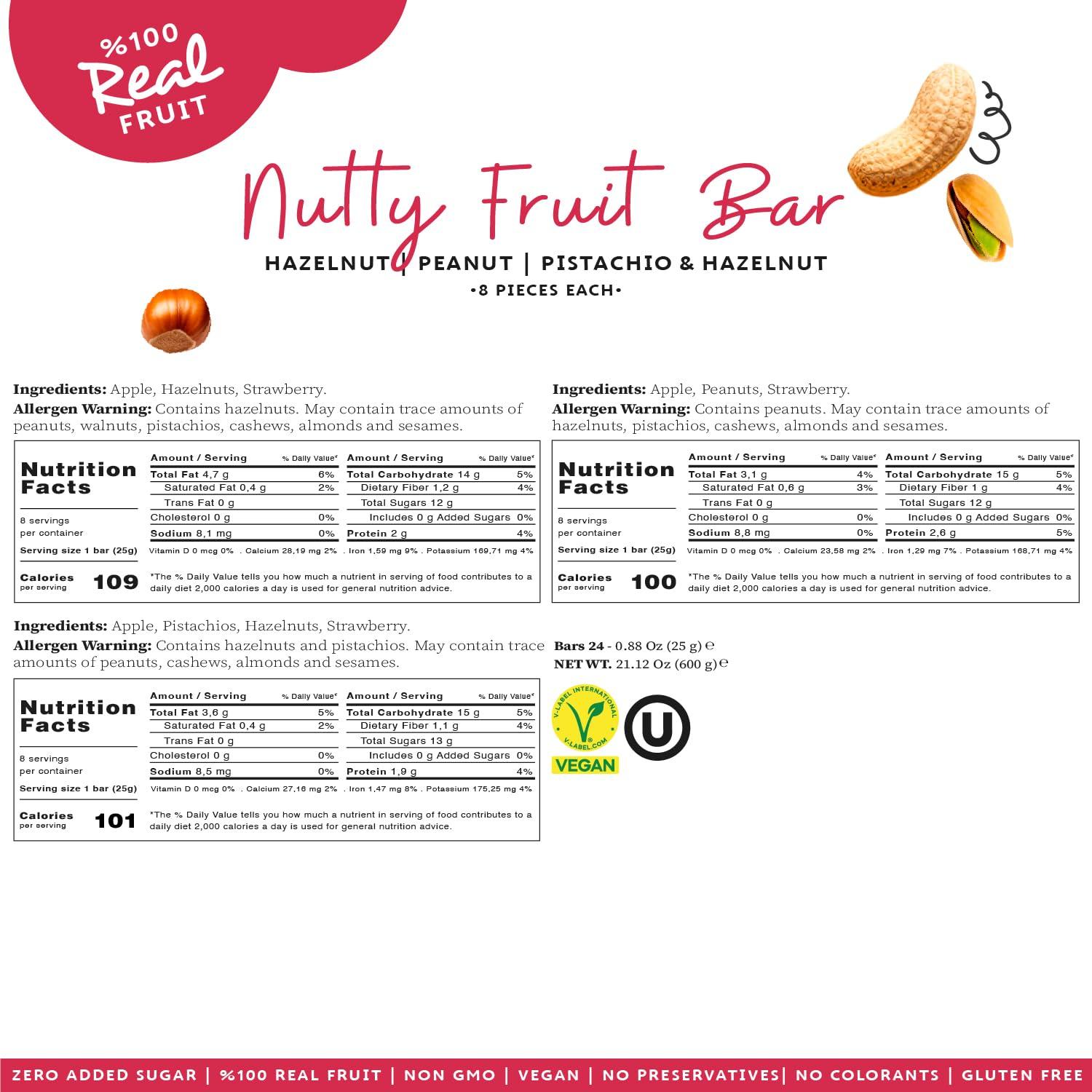 BE MY MaTe Mate Fruit Bar With Nuts + Strawberry Variety Pack (24 Pack) Healthy Snack, 100% Natural Real Fruit Bar With Nuts & Gluten-Free & Vegan & Non GMO & Kosher - Zero Added Sugar, No Preservatives and No Colorant