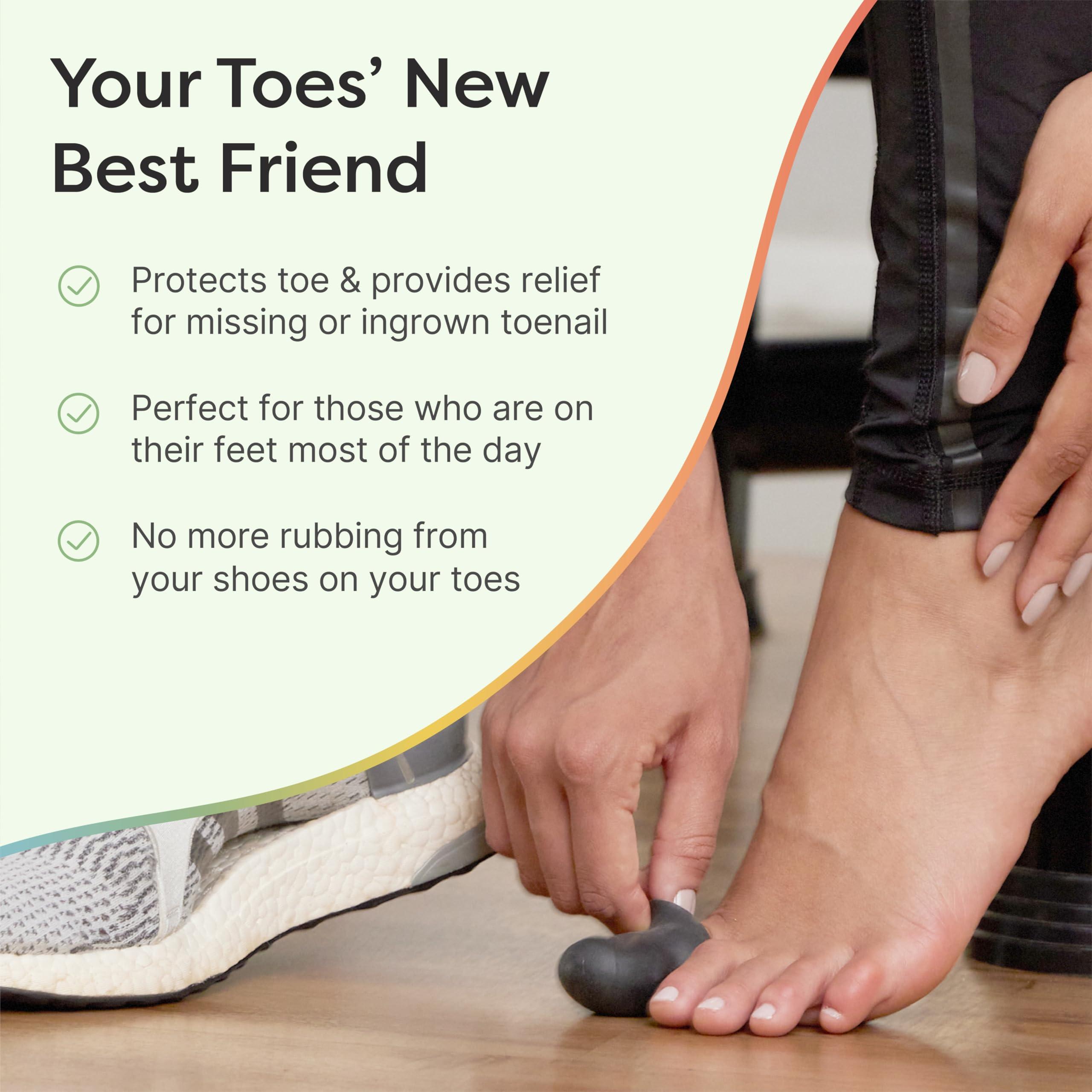 ZenToes ZenToes 6 Pack Gel Toe Cap and Protector - Cushions and Protects to Provide Relief from Missing or Ingrown Toenails, Corns, Blisters, Hammer Toes (Large, Black)