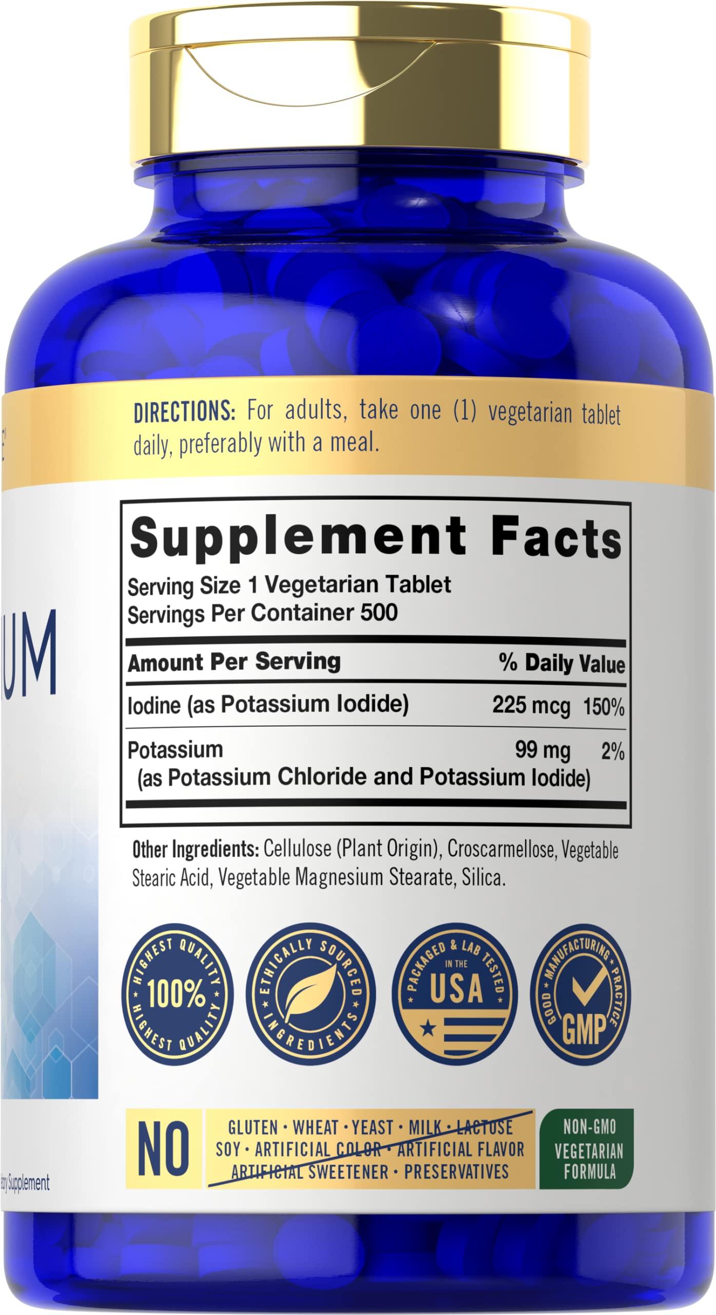 Carlyle Carlyle Potassium Supplement | 99 mg | 500 Tablets | Plus Iodine | Vegetarian, Non-GMO, and Gluten Free