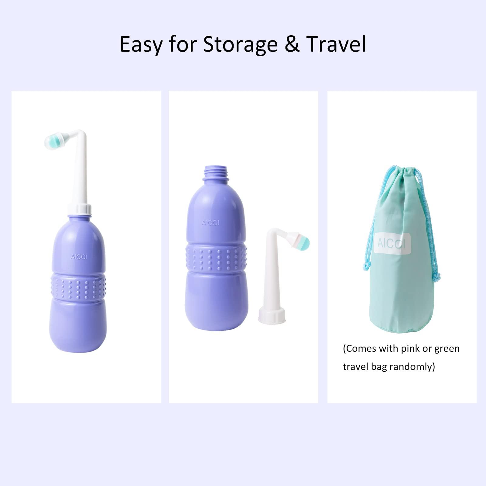 aicci aicci Peri Bottle for Postpartum Care, Portable Travel Bidet for Women, 17oz Large Capacity Perineal Bottle for Feminine Hygiene with Travel Bag and Angled Nozzle (Purple)