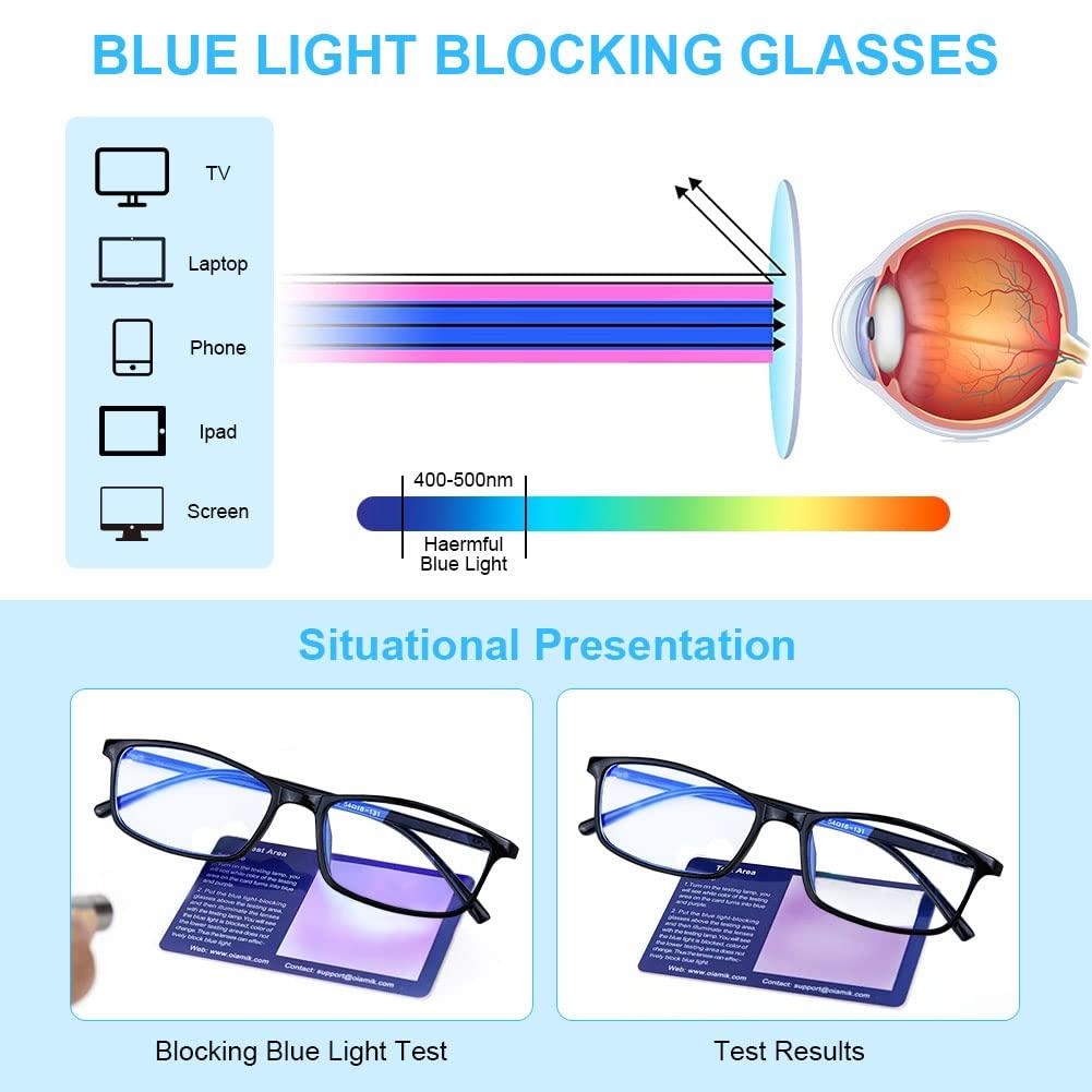 URAQT URAQT 2Pcs Blue Light Glasses for Women Men, Blue Light Blocking Glasses Lightweight Computer Glasses Anti Eyestrain & UV Glare Gaming Vintage Fake Eyeglasses Readers Clear Lens Reading Glasses