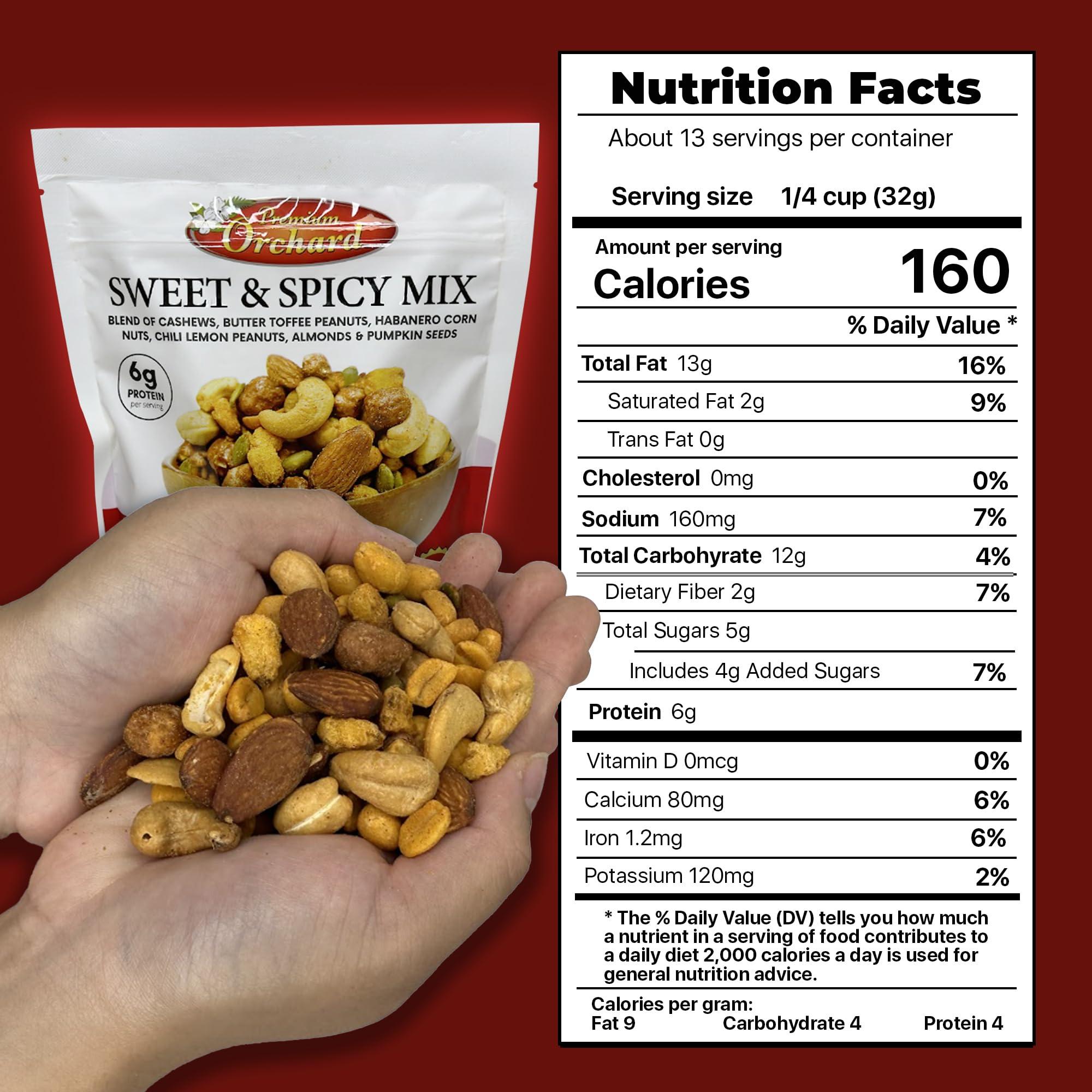 Premium Orchard MIXED NUTS Sweet & Spicy Nut Mix + Hot & Spicy Mix Savory Snacks Packed Fresh Healthy Protein Snack