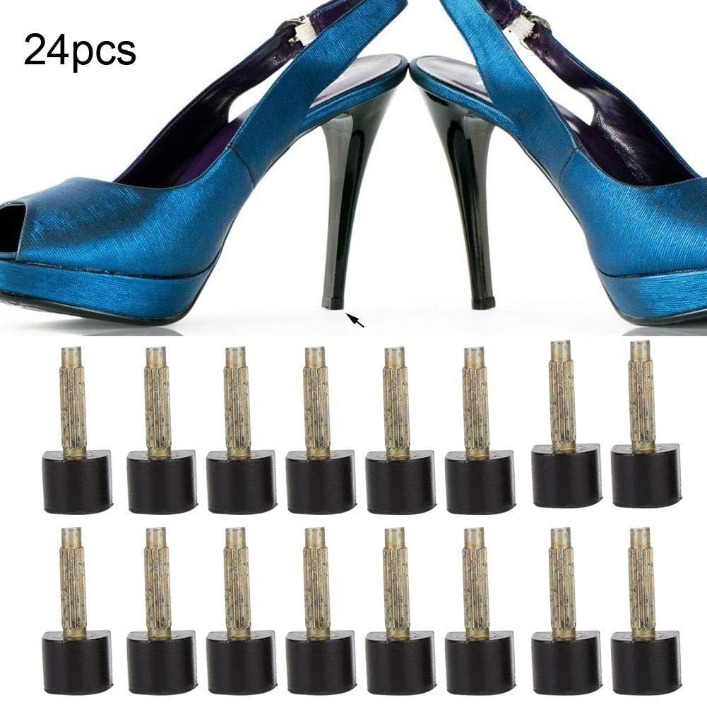 Sonew 24pcs High Heel,Shoe Repair Stiletto Replacement Heels Tips Non slip Shoes Repair Heel Dowels U Round Shape Taps Protector for Women Ladies 8x8mm