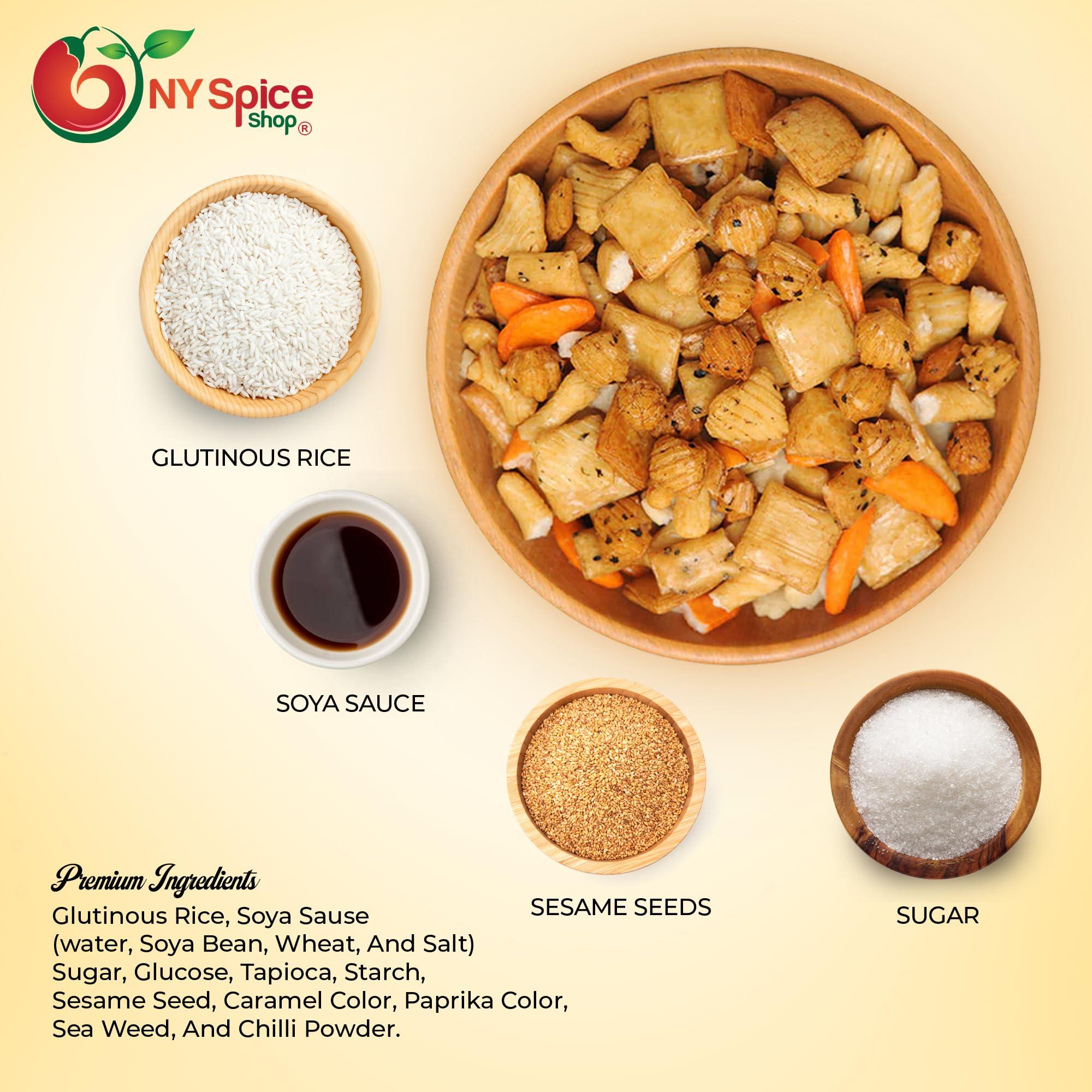 NY Spice Shop NY SPICE SHOP Oriental Rice Crackers 1 Pound (16 oz) Oriental Rice Cracker Mix Japanese Rice Crackers Oriental Snack Mix Party Rice Cracker
