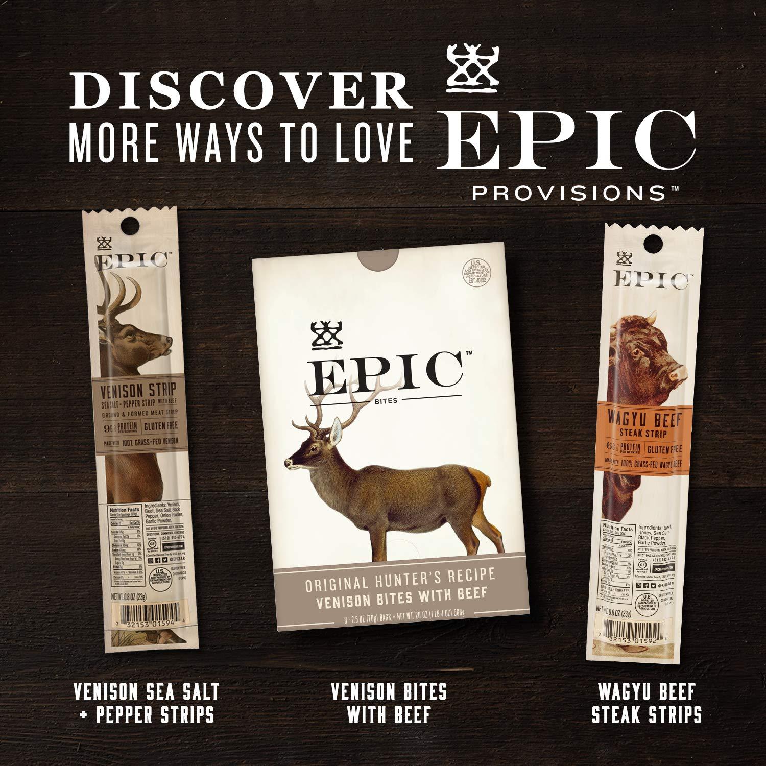 Epic Provisions EPIC Bars, Variety Pack (Chicken, Beef, Venison), Keto-Friendly, 12 Bars