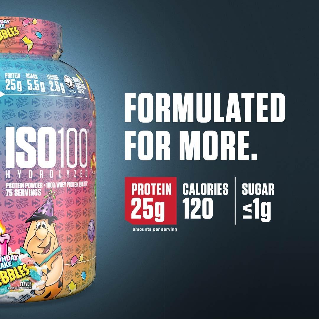 Dymatize Dymatize ISO100 Hydrolyzed Protein Powder, 100% Whey Isolate Protein, 25g of Protein, 5.5g BCAAs, Gluten Free, Fast Absorbing, Easy Digesting, Birthday Cake, 5 Pound