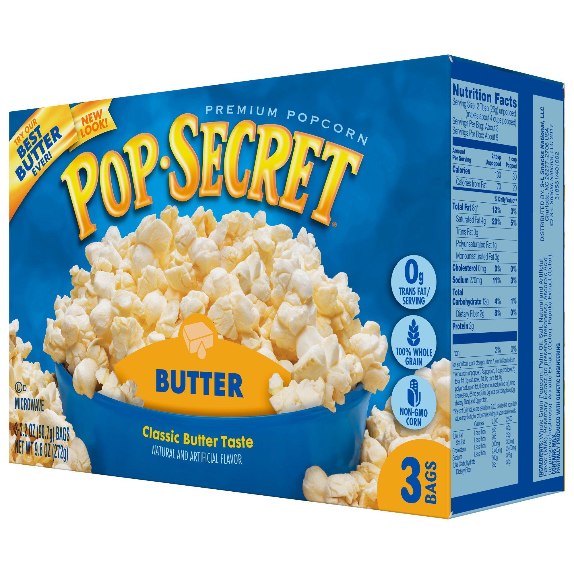 Pop Secret Pop Secret Popcorn, Butter, Microwave Bags 3 Count Box (Pack of 6)