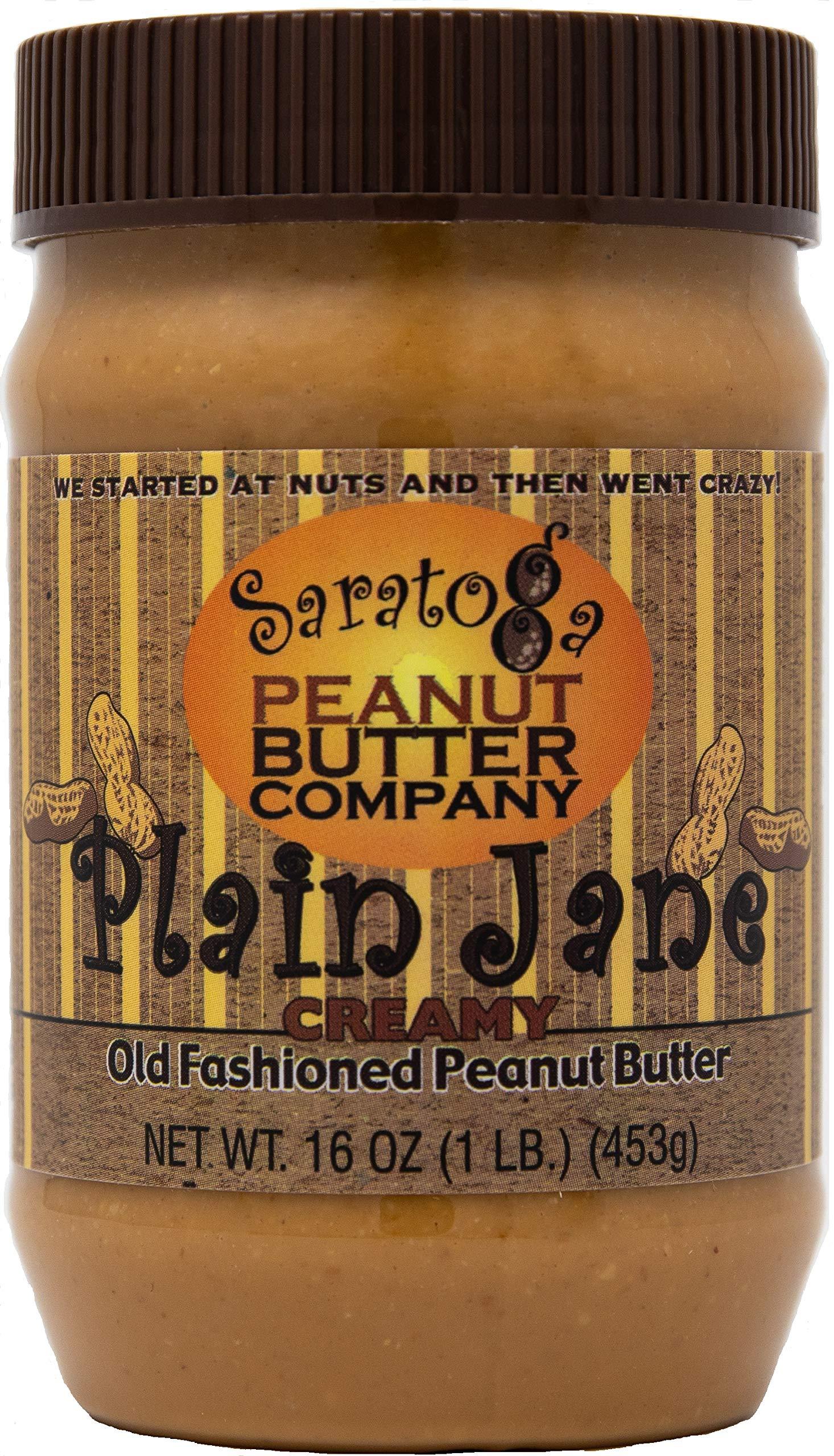 Saratoga Peanut Butter Company Saratoga Peanut Butter Company Plain Jane Creamy Peanut Butter, All Natural, 16 Ounce Jar, Vegan, Gluten Free, Low Sodium, No Oils or Sugars Added, Non GMO, Keto Friendly