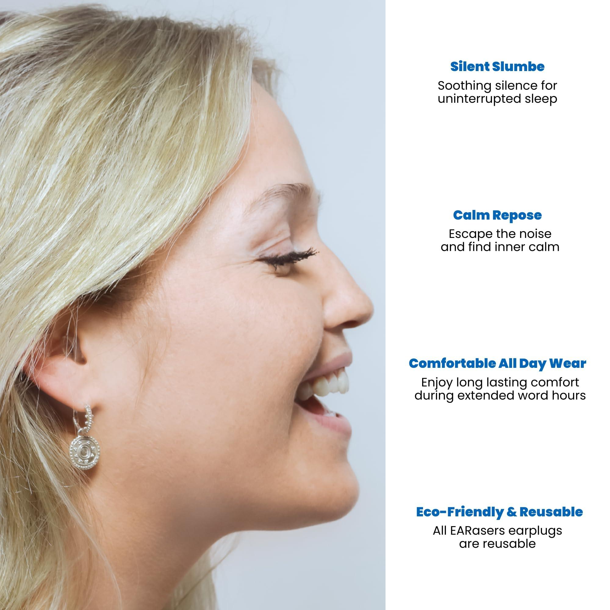 Earasers EARasers Noise Cancelling Earplugs - Reusable Soft Silicone Noise Reduction Peace And Quiet Ear plugs For Concerts, Musician, Djs, Drummers, Motorcycles, Dentists, Work – 36dB Peak Reduction (X-Small)