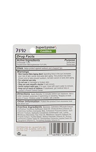 Quantum Quantum Health SuperLysine+ ColdStick Lip Sunscreen|Soothes and Moisturizes Lips|Softens and Protects from the Sun|Goes on Clear|0.17 Ounce