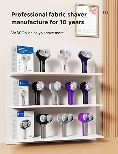 VASSON VASSON Fabric Shaver, Electric Lint Remover, Rechargeable Lint Shaver, Sweater Shavers to Remove Pilling, Large Fuzz Remover for Clothes Couch Furniture (Greyish White)