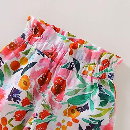 Tomppy Tomppy Newborn Baby Girls Clothes Outfits Long Sleeve Romper Bodysuits + Floral Pants+ Bow Headband Set Infant Costume Suits Pink