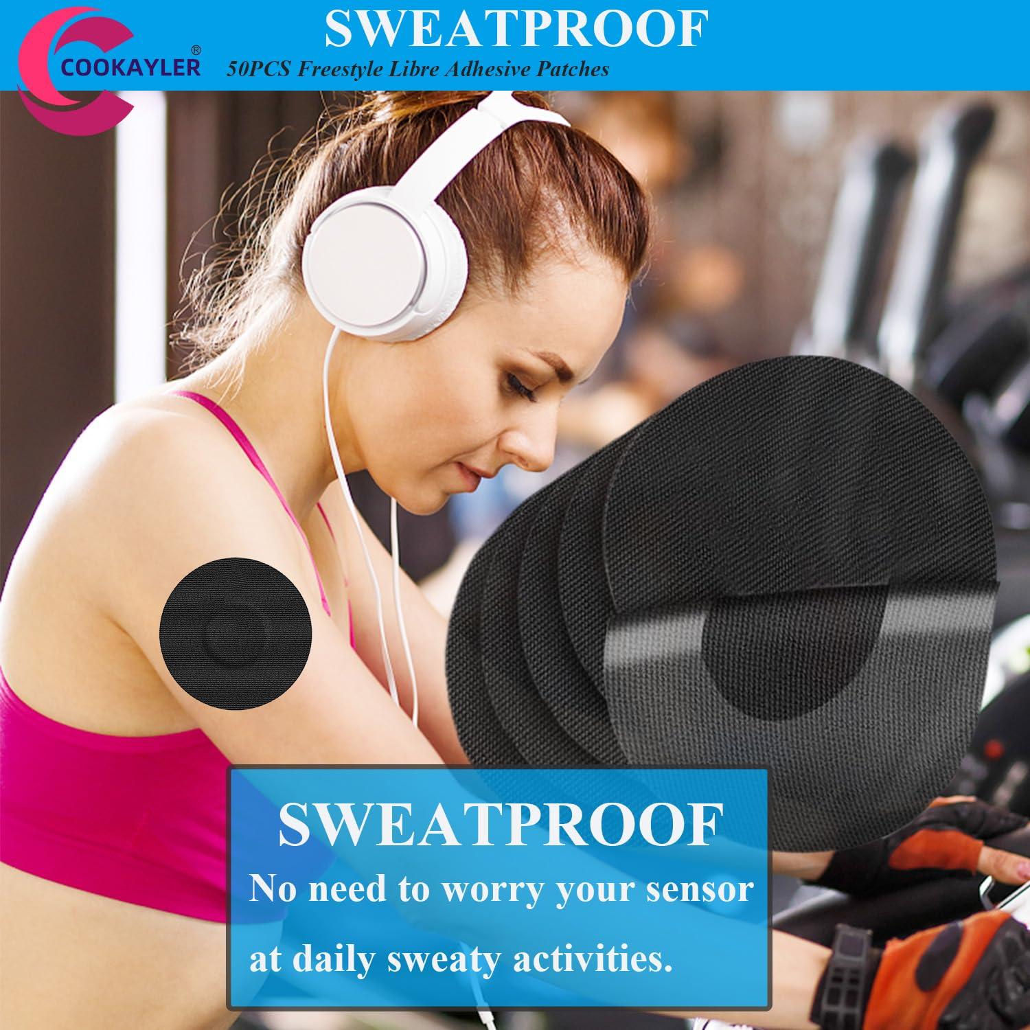 Cookayler Cookayler 50 Pack Waterproof Sensor Covers for Freestyle Libre 2/3,CGM Adhesive Patches Without Glue in The Center,Pre-Cut Tape for Continuous Glucose Monitor Protection (Black)