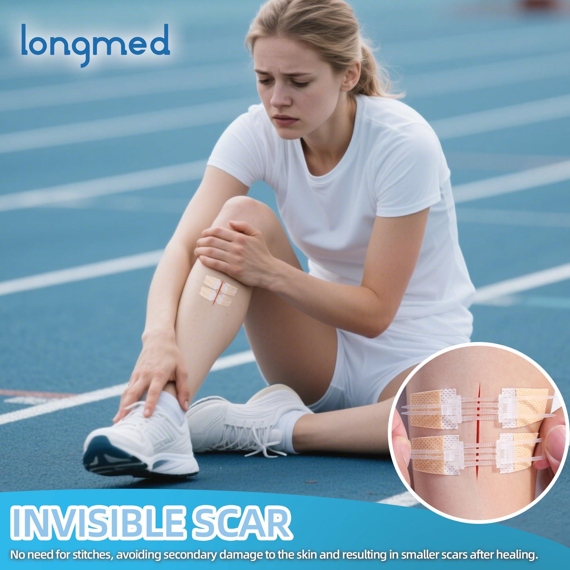 Longmed Longmed Emergency Wound Closures - 10 Pcs Zipper Wound Closure Device Painless Stitch Sutures Laceration Repair Without Stitches Adhesive Bandages for First Aid Wound Care(Factory Direct Sale)