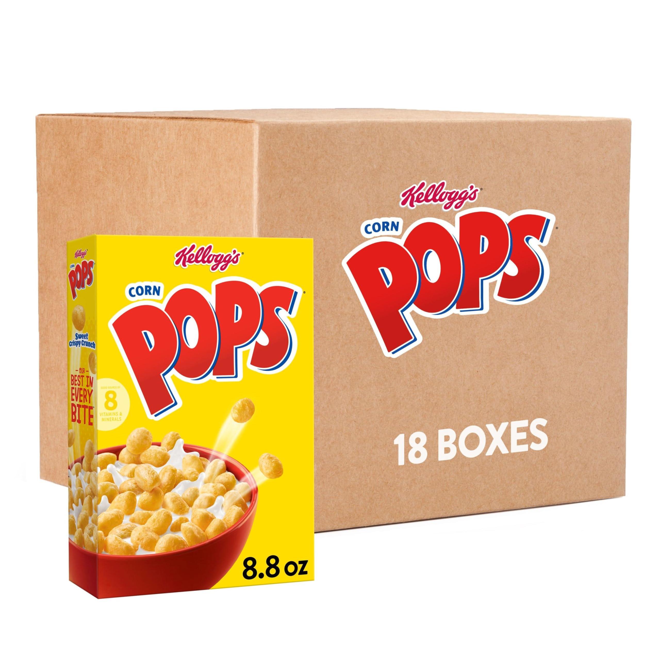 Corn Pops Kellogg\'s Corn Pops Breakfast Cereal, Kids Cereal, Family Breakfast, Original (18 Boxes)