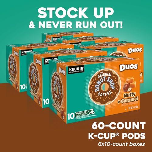 The Original Donut Shop The Original Donut Shop Duos Nutty + Caramel Coffee, Keurig Single Serve K-Cup Pods, Light Roast Coffee, 60 Count, (6 Packs of 10)